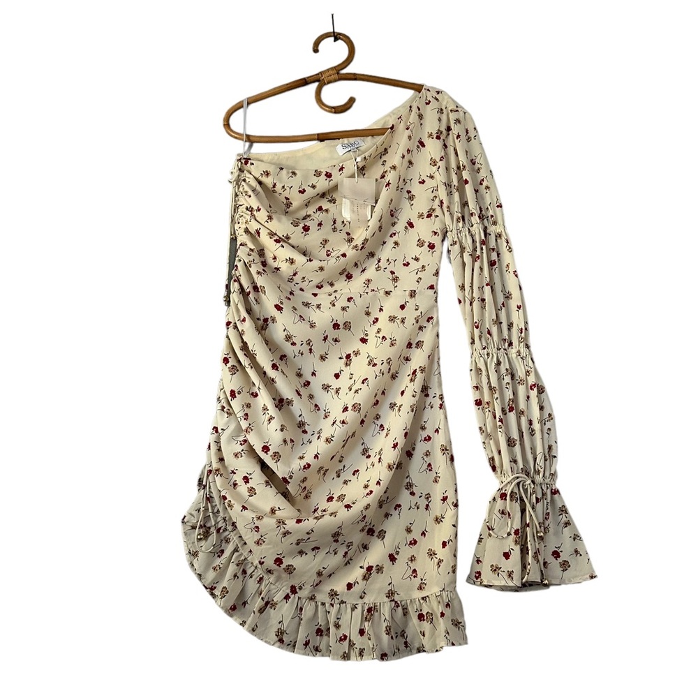 Sabo Skirt | Dainty‎ Floral One Sleeve Ruched Mini Dress Size L